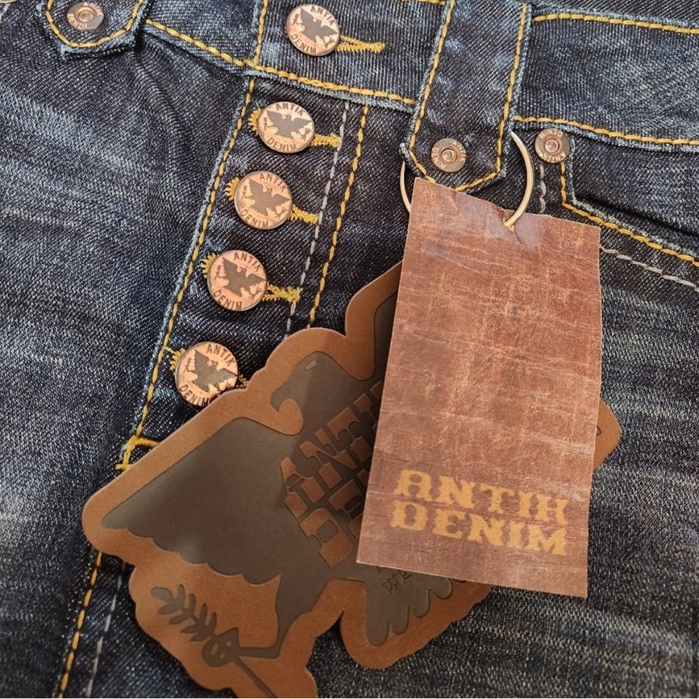 Antik Denim Dark Wash Mini-skirt, button fly, sz 31 - Picture 10 of 12